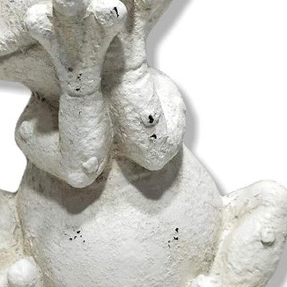 16" White Happy Frog Indoor Outdoor Statue - AFS