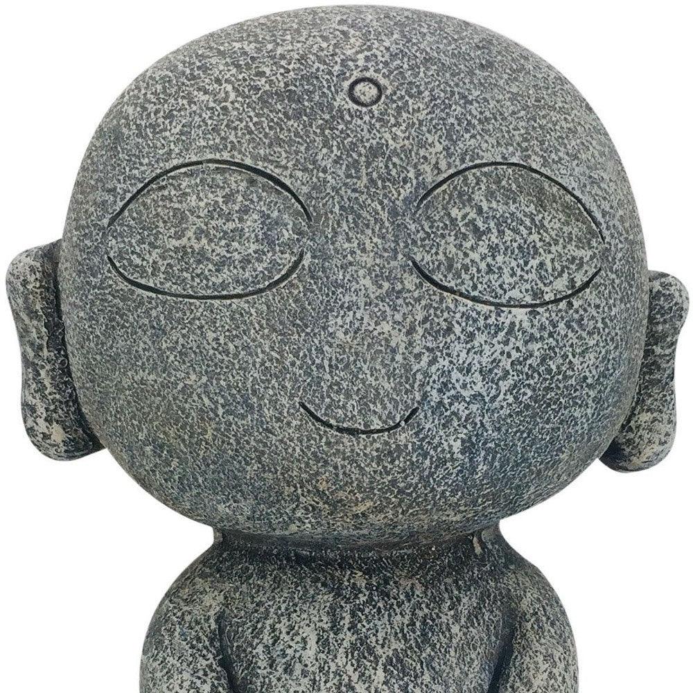 13" Gray Happy Monk Indoor Outdoor Statue - AFS