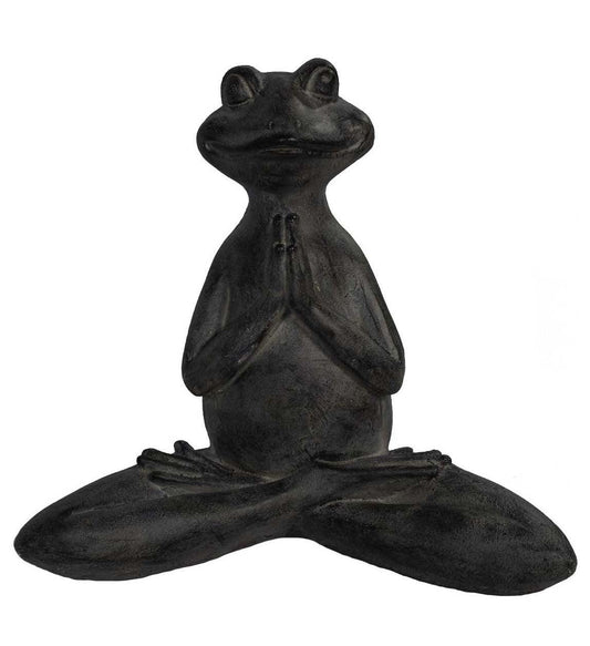 17" Black Zen Frog Indoor Outdoor Statue - AFS