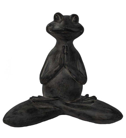 17" Black Zen Frog Indoor Outdoor Statue - AFS