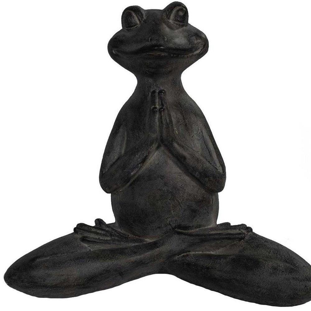 17" Black Zen Frog Indoor Outdoor Statue - AFS