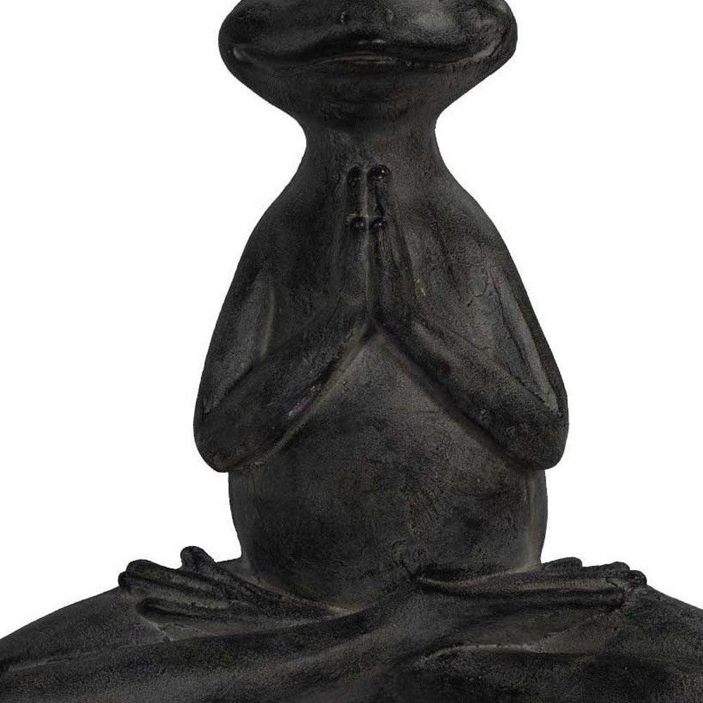 17" Black Zen Frog Indoor Outdoor Statue - AFS