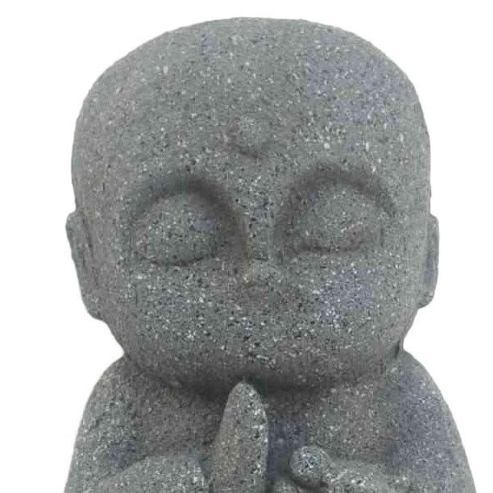 14" Gray Praying Monk with Bird Indoor Outdoor Statue - AFS