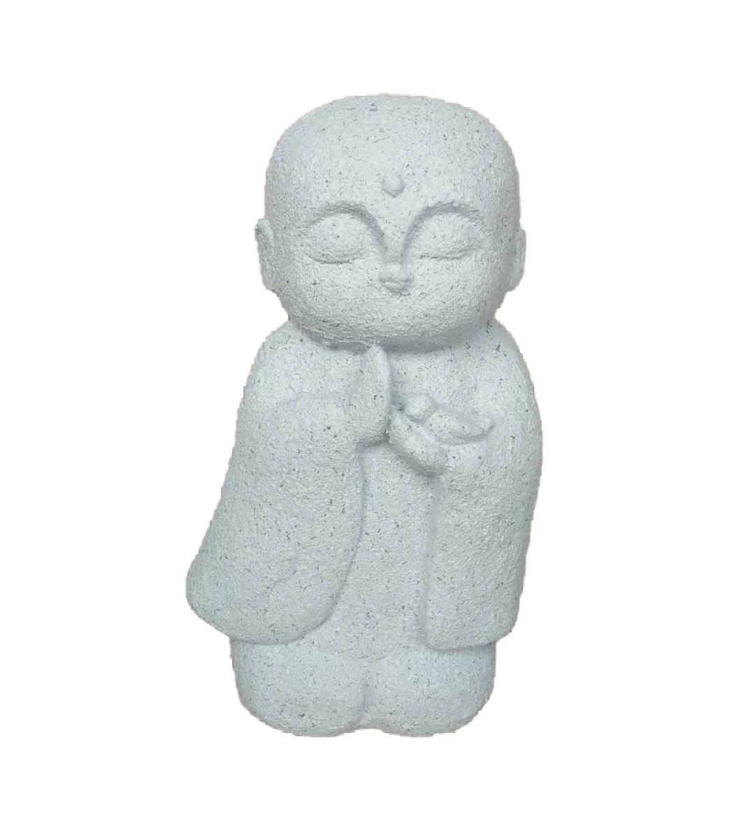 14" White Praying Monk with Bird Indoor Outdoor Statue - AFS