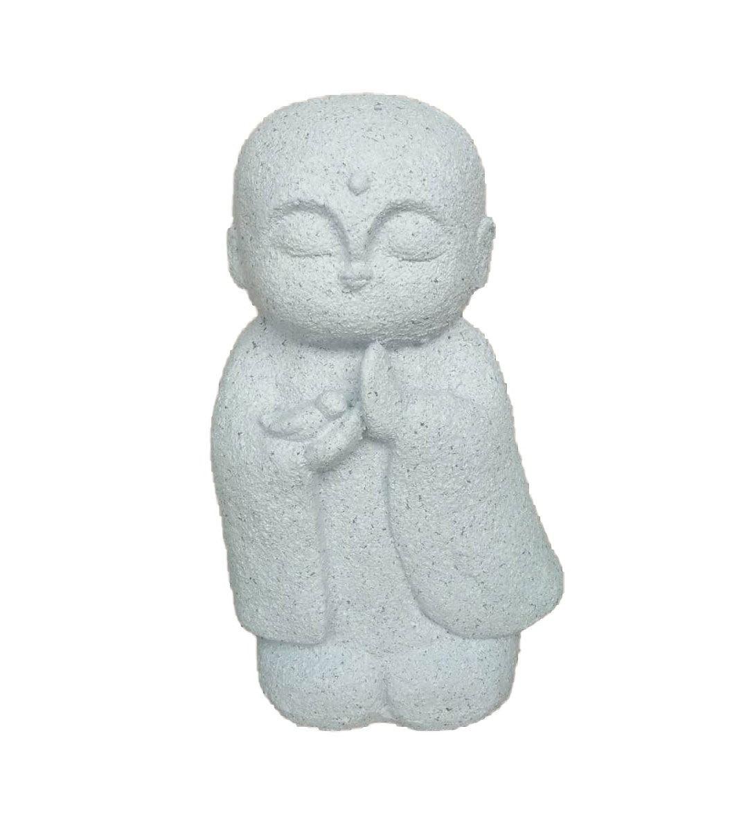 14" White Praying Monk with Bird Indoor Outdoor Statue - AFS