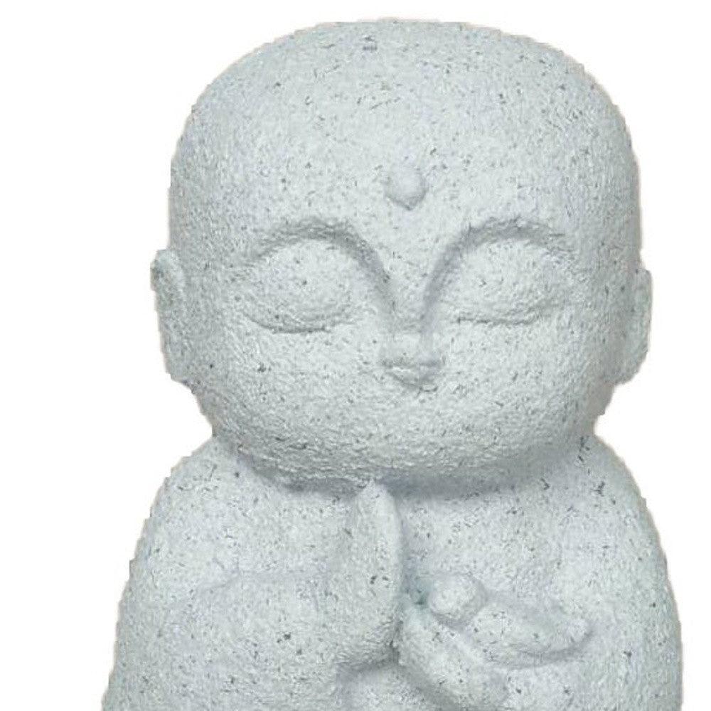 14" White Praying Monk with Bird Indoor Outdoor Statue - AFS