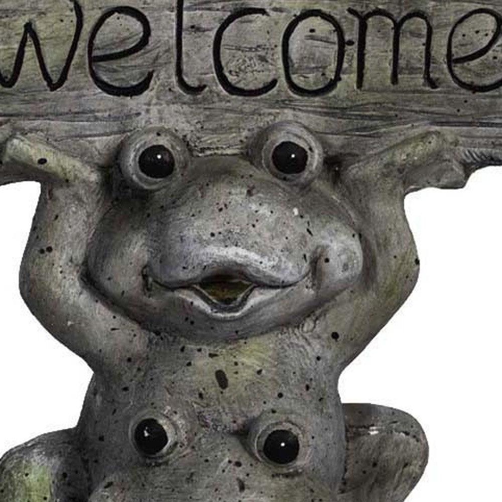 18" Gray Three Welcoming Frogs Indoor Outdoor Statue - AFS