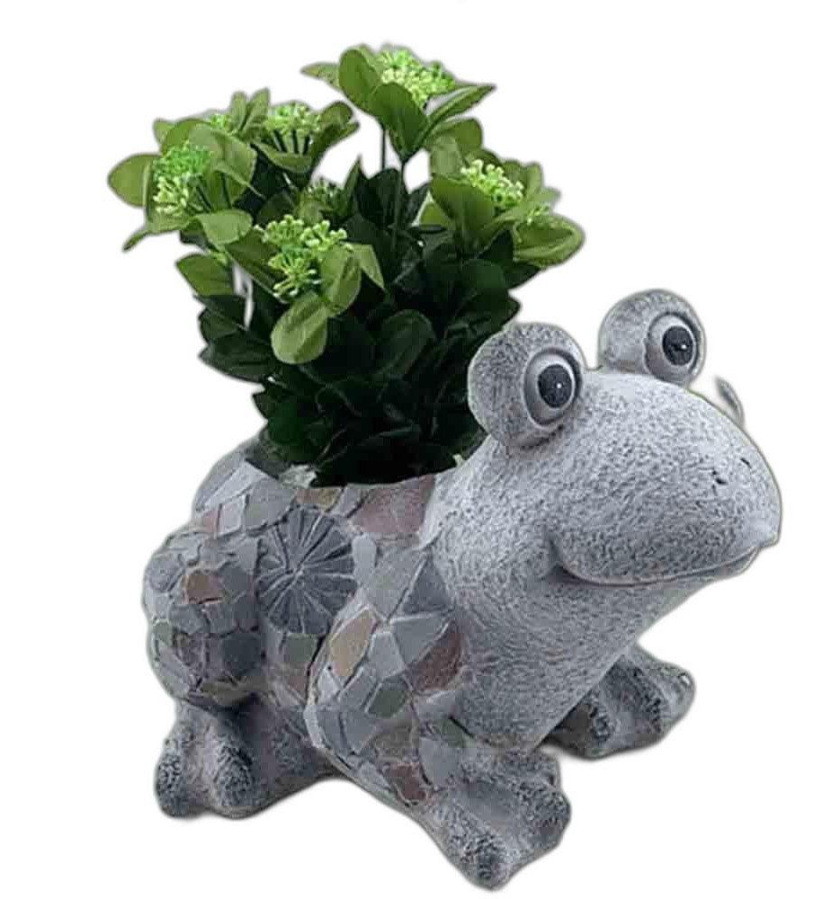 10" Gray Happy Frog Mosaic Tile Indoor Outdoor Planter - AFS