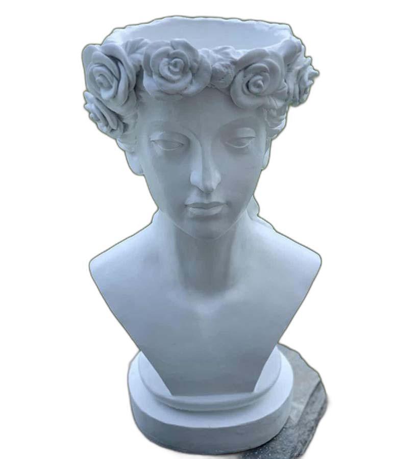 20" White Lady Head Planter Indoor Outdoor Statue - AFS