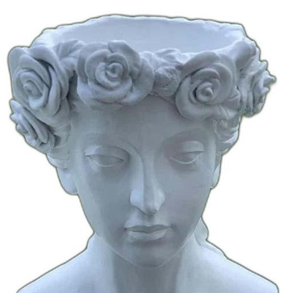 20" White Lady Head Planter Indoor Outdoor Statue - AFS