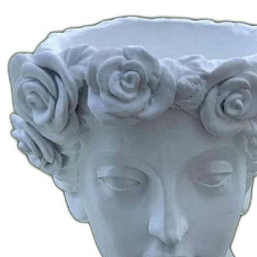 20" White Lady Head Planter Indoor Outdoor Statue - AFS