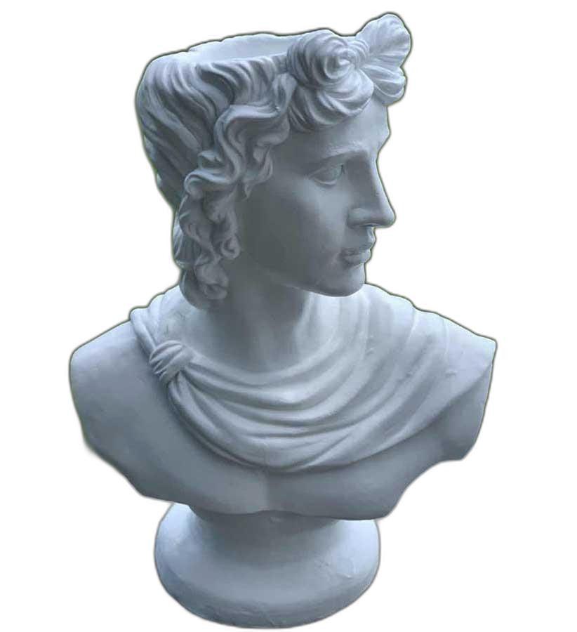 20" White Male Head Planter Indoor Outdoor Statue - AFS