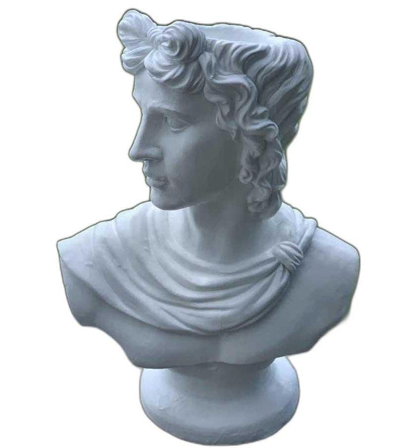 20" White Male Head Planter Indoor Outdoor Statue - AFS