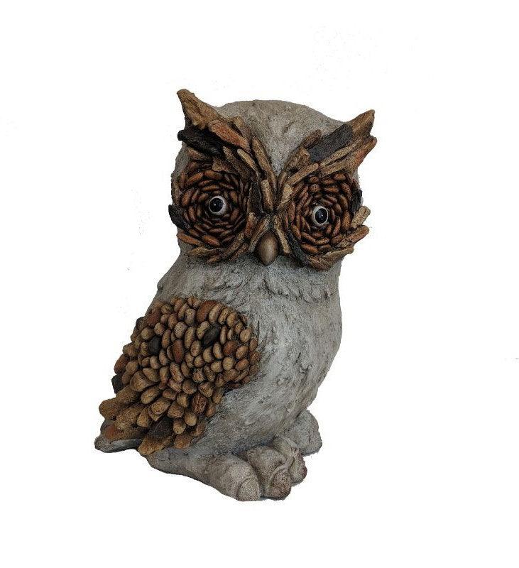 15" Brown and Charcoal Owl Indoor Outdoor Statue - AFS