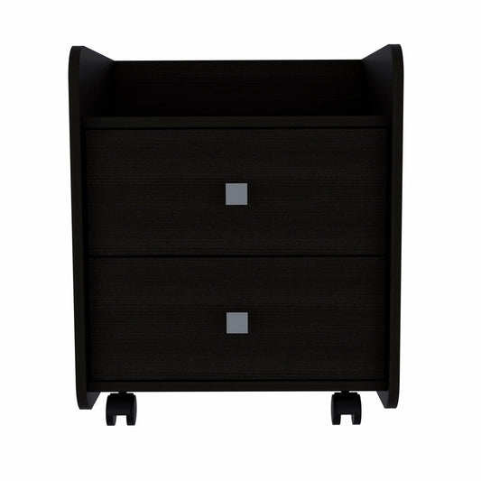 Black Nightstand with Two Drawers - AFS