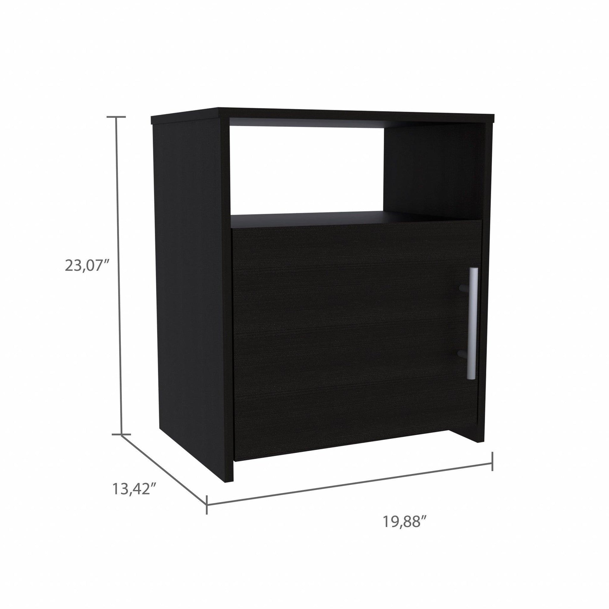 Light Gray Nightstand with One Door Panel Cabinet - AFS