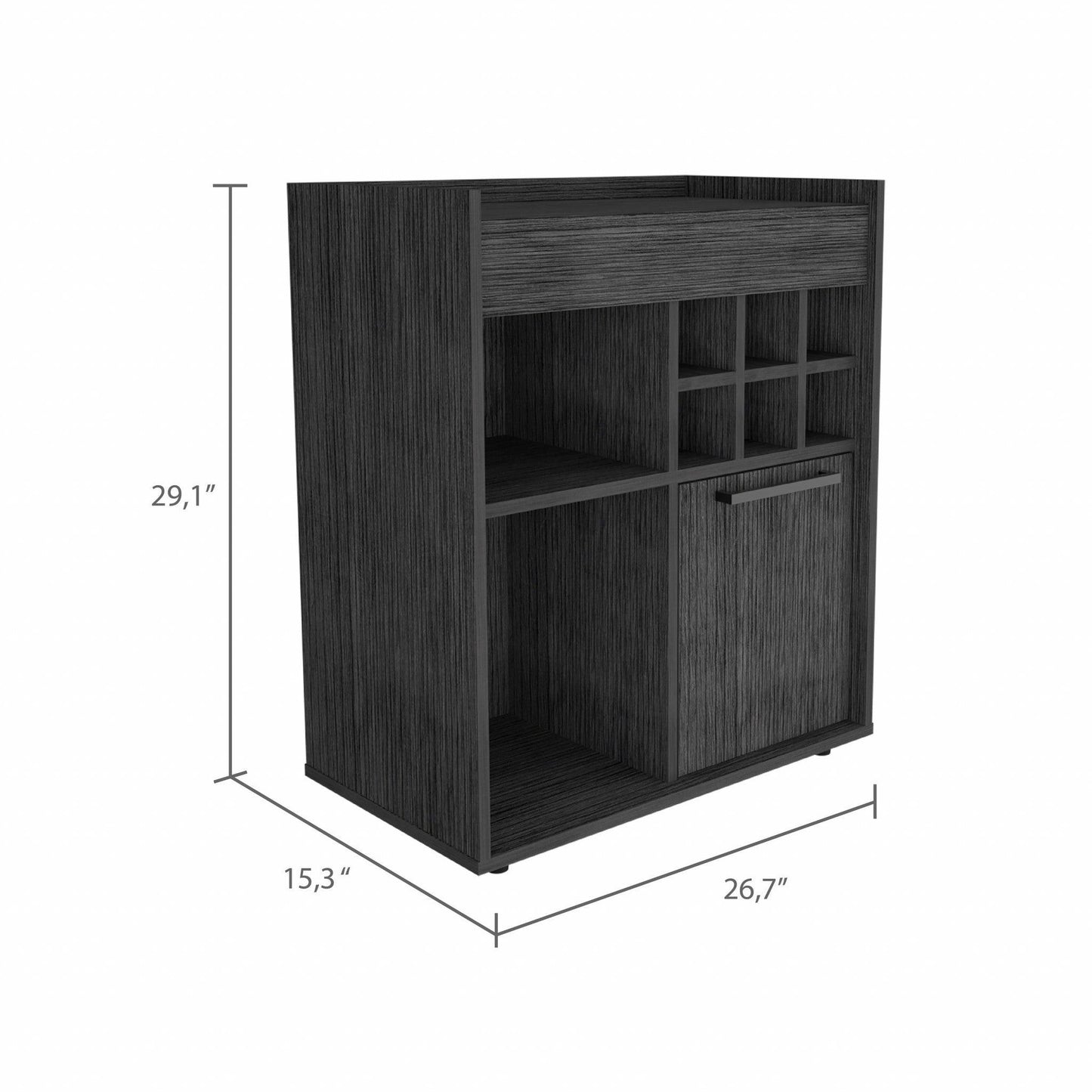 Smokey Oak Bar Cabinet with One Door Panel - AFS