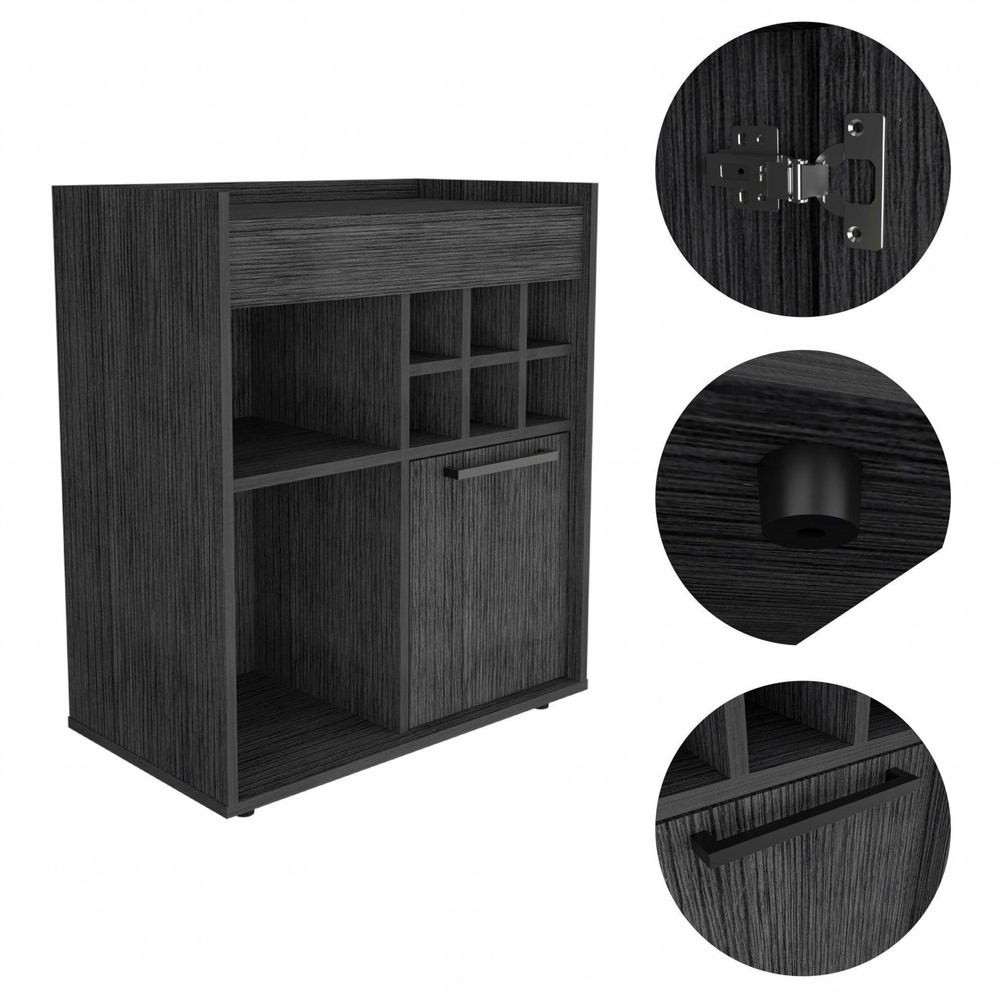 Smokey Oak Bar Cabinet with One Door Panel - AFS