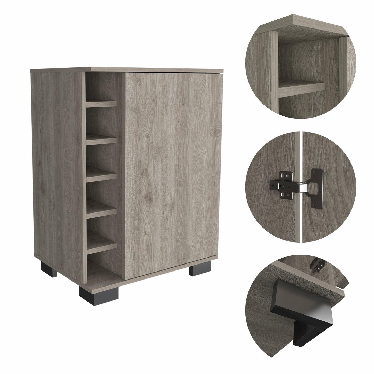 Light Gray Bar Cabinet with One Door Panel - AFS