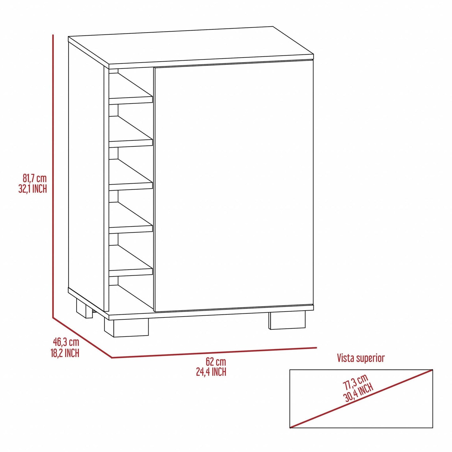 Light Gray Bar Cabinet with One Door Panel - AFS