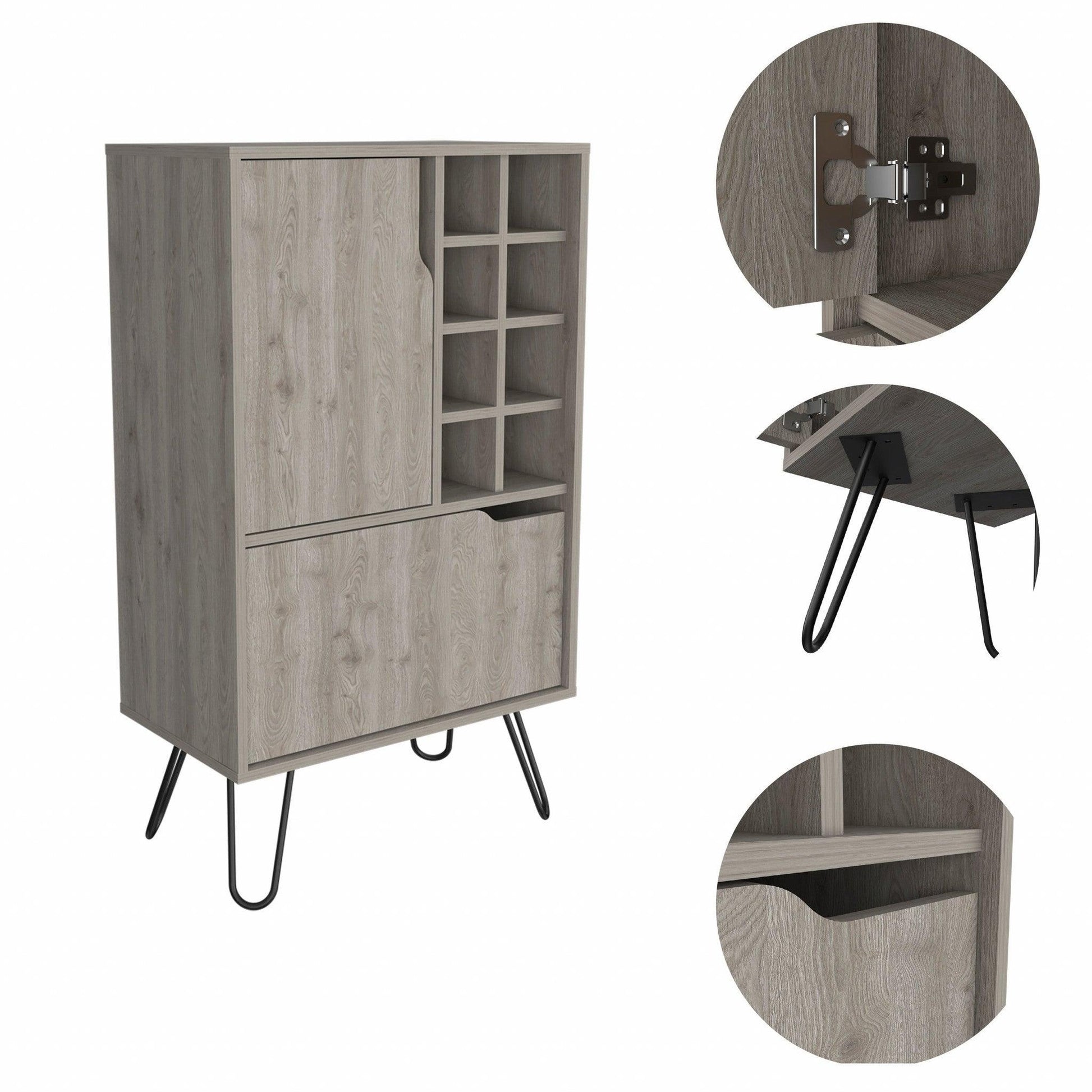 Light Gray Bar Cabinet with Two Door Panels - AFS