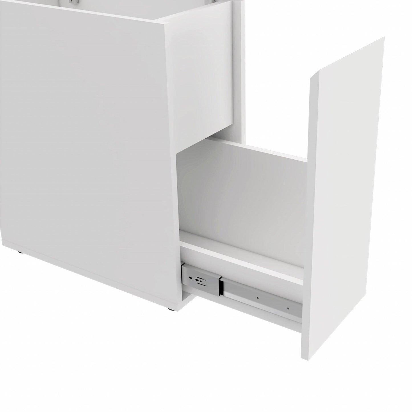 White Bathroom Cabinet with Top Shelf and Sliding Drawer - AFS