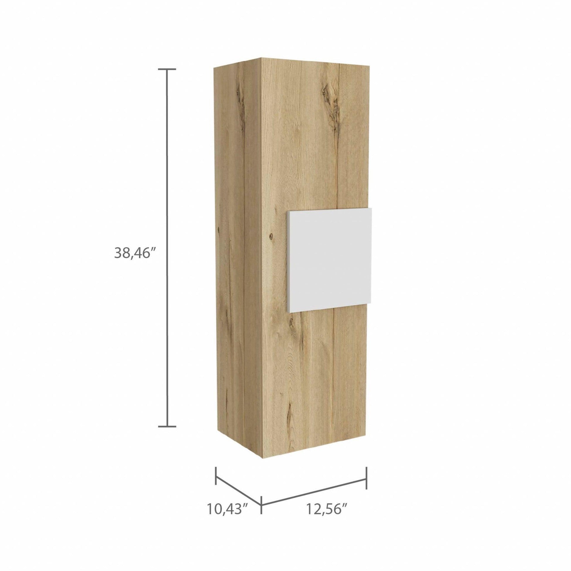 Light Oak and White Multi Purpose Vertical Hanging Cabinet - AFS