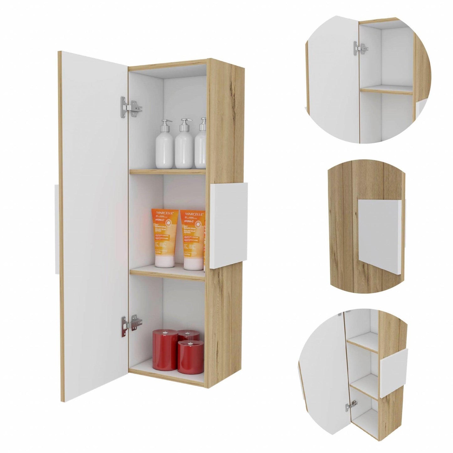 Light Oak and White Multi Purpose Vertical Hanging Cabinet - AFS