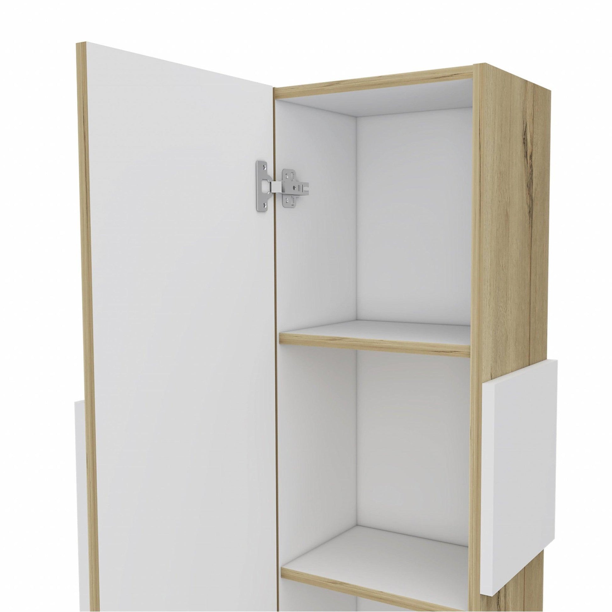 Light Oak and White Multi Purpose Vertical Hanging Cabinet - AFS