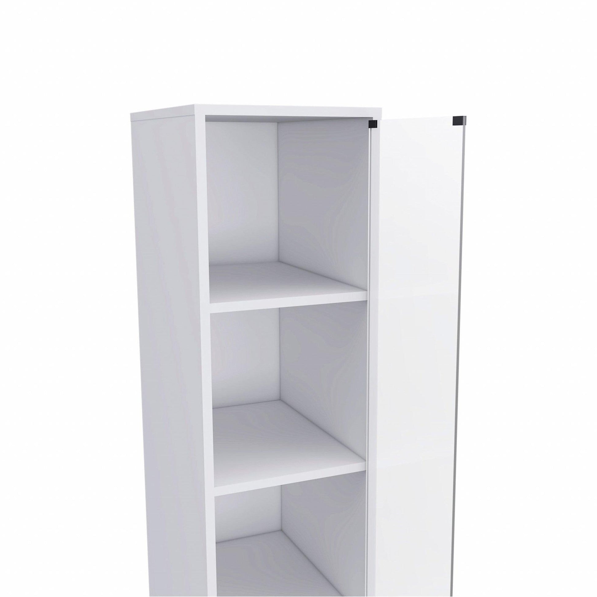 White Bathroom Storage Cabinet with Glass Door and Sliding Drawers - AFS