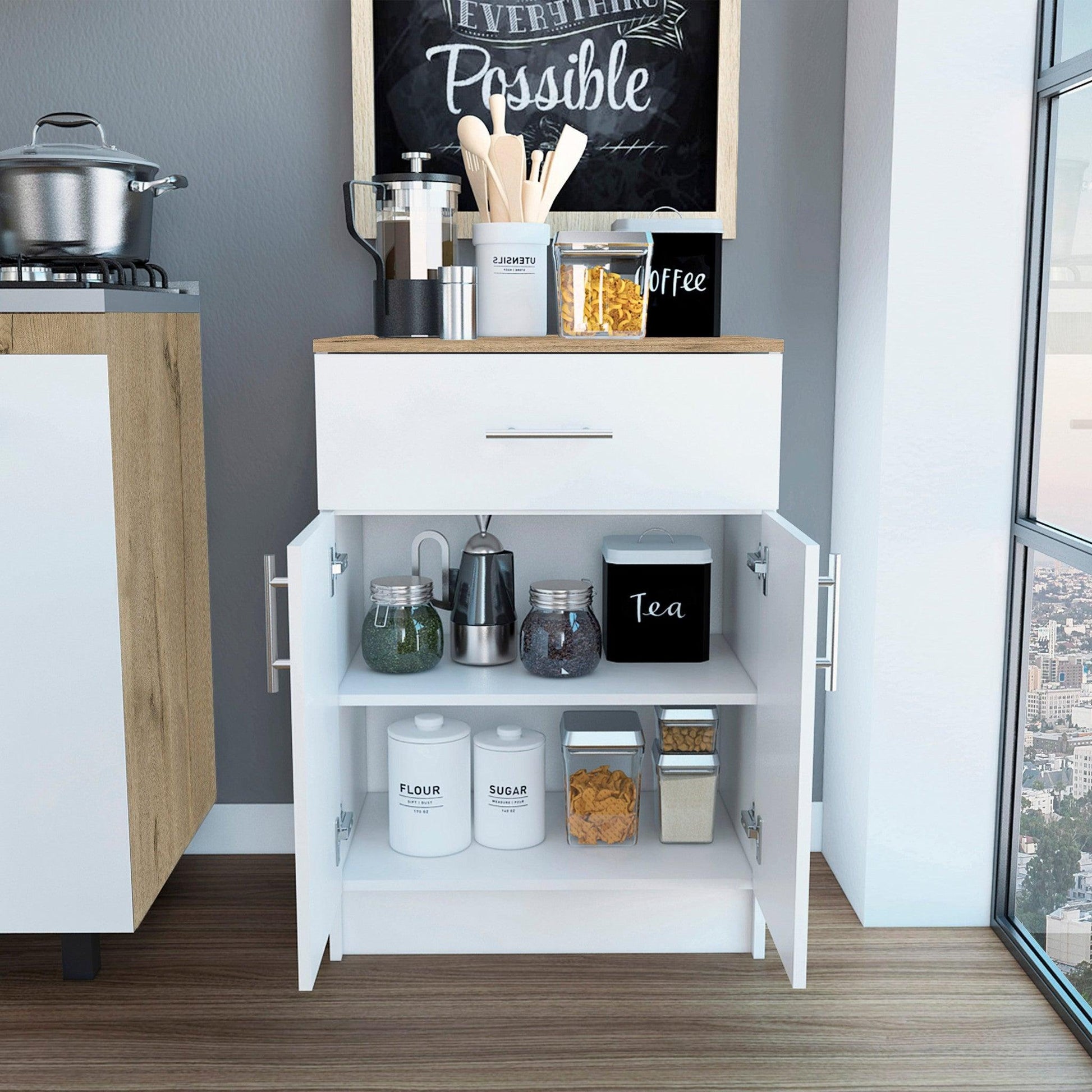 Ligh Oak and White Pantry Cabinet - AFS