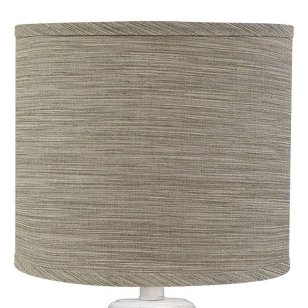 Distressed Whitewash Beige and White Striped Shade Table Lamp - AFS