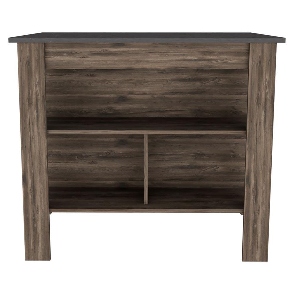 Dark Brown and Onyx Kitchen Island with Three Storage Shelves - AFS