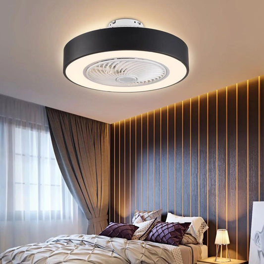 Black and White Mod Invisible Blade Ceiling Fan And Light - AFS