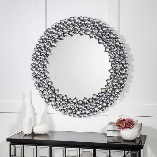 Round Diamond Jeweled Wall Mirror - AFS