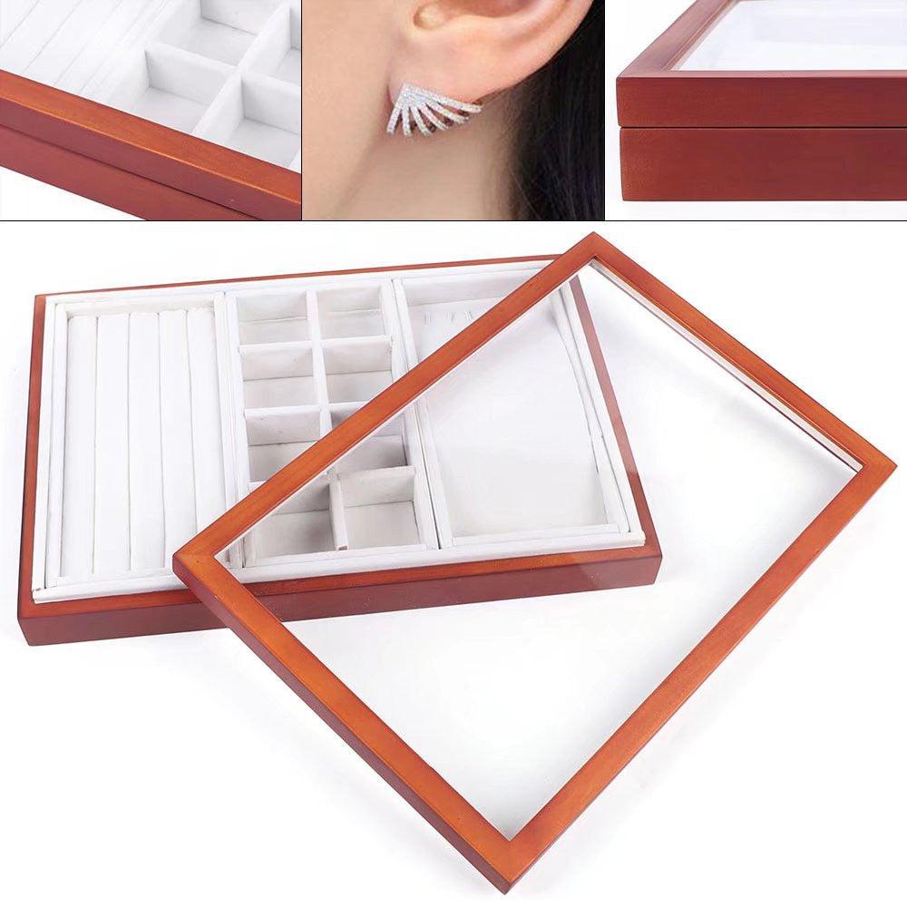 Maple Brown Multi Function Wooden Jewelry Organizer Box - AFS