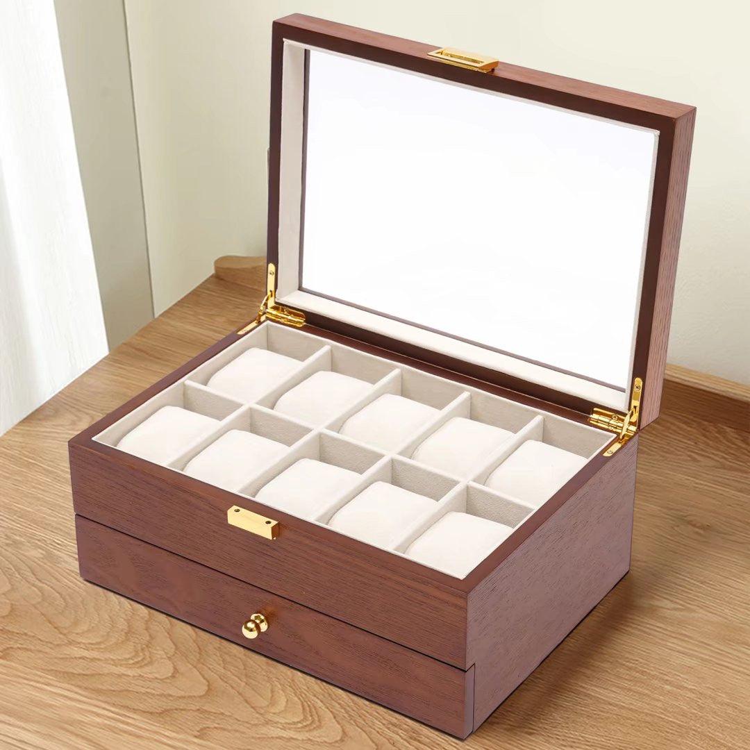 Brown Classy Wooden Jewelry Box With 2 Layers - AFS