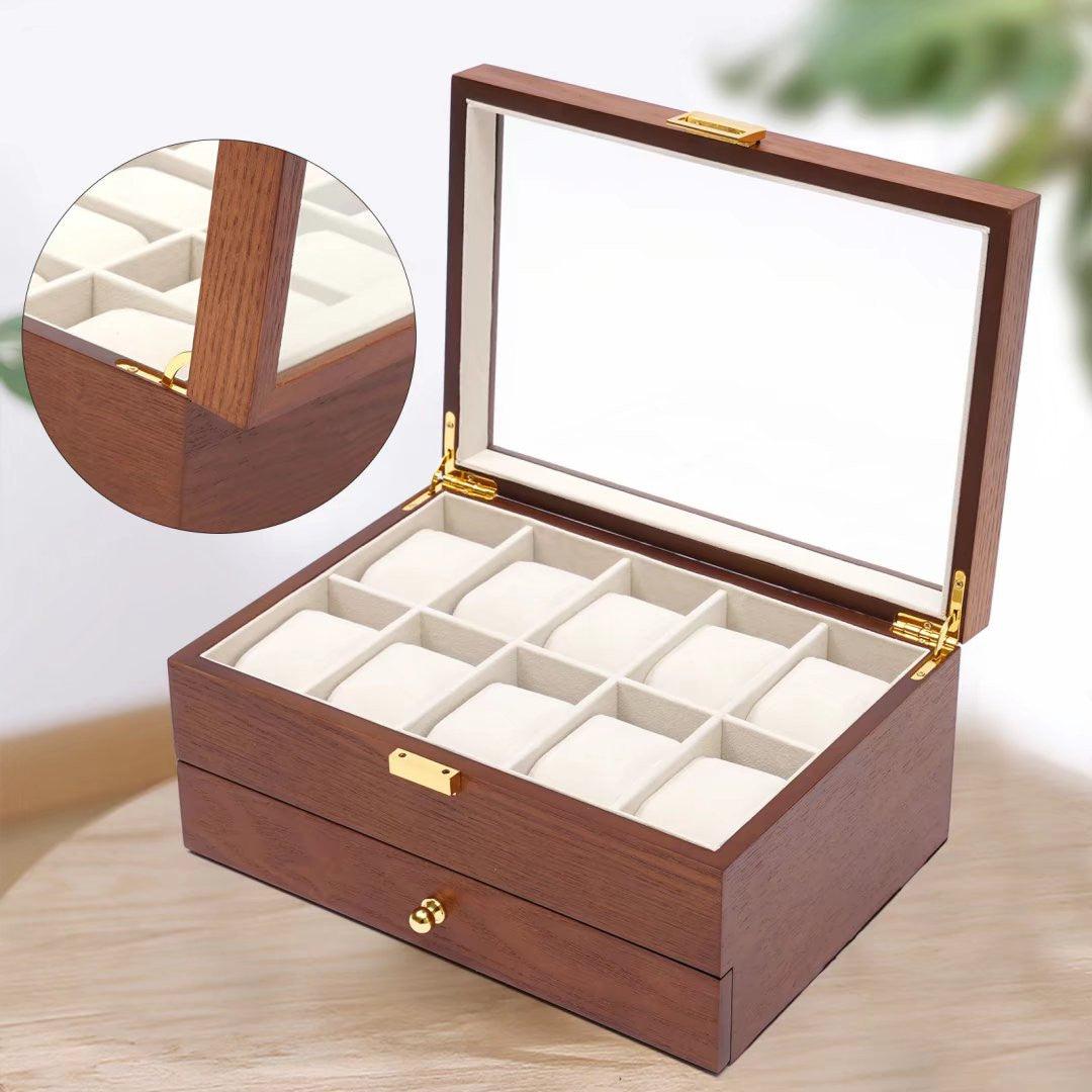 Brown Classy Wooden Jewelry Box With 2 Layers - AFS