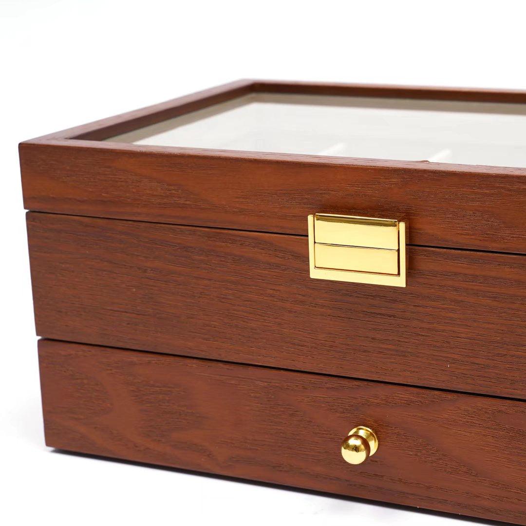 Brown Classy Wooden Jewelry Box With 2 Layers - AFS