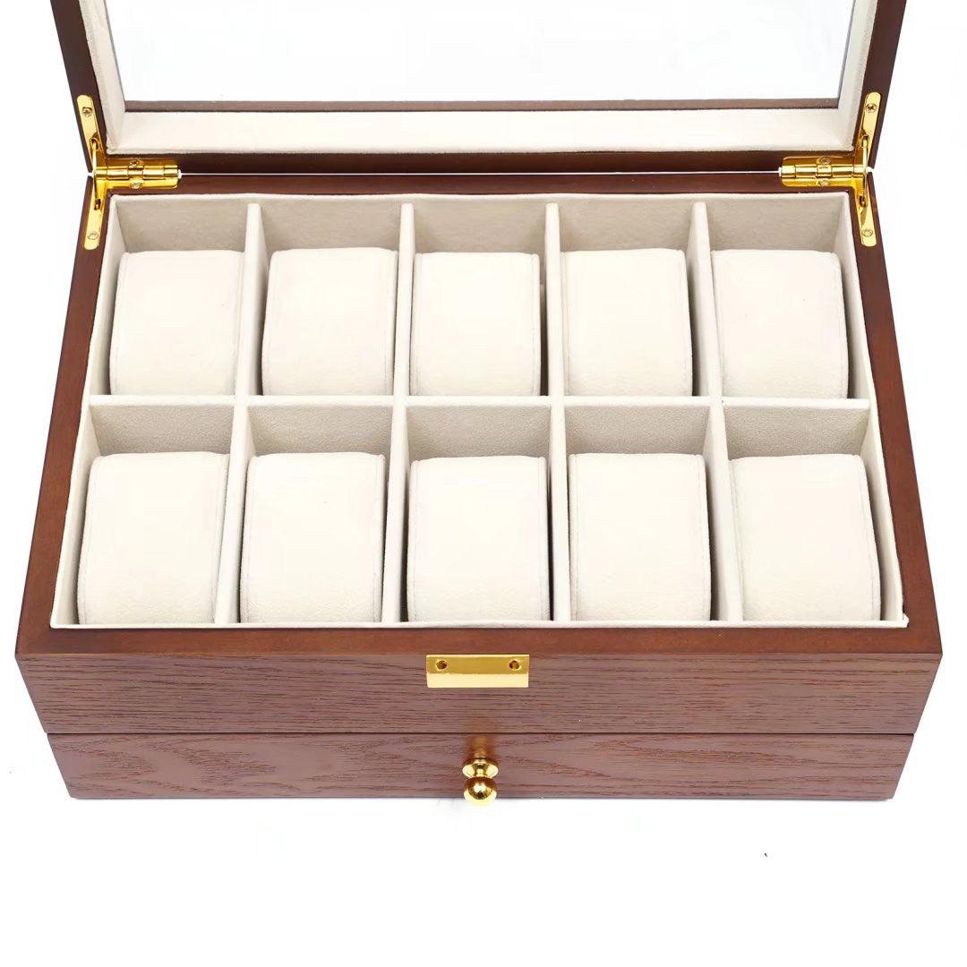 Brown Classy Wooden Jewelry Box With 2 Layers - AFS