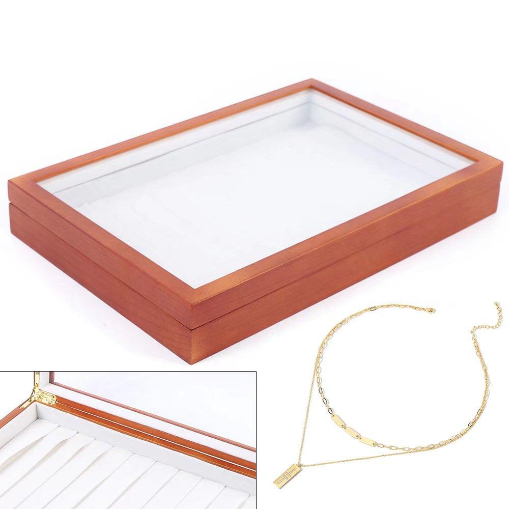 Maple Brown Classy Wooden Necklace Organizer Box - AFS