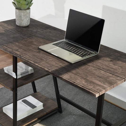 Modern Home Office Computer Table With Storage Shelves - Vintage Brown - AFS