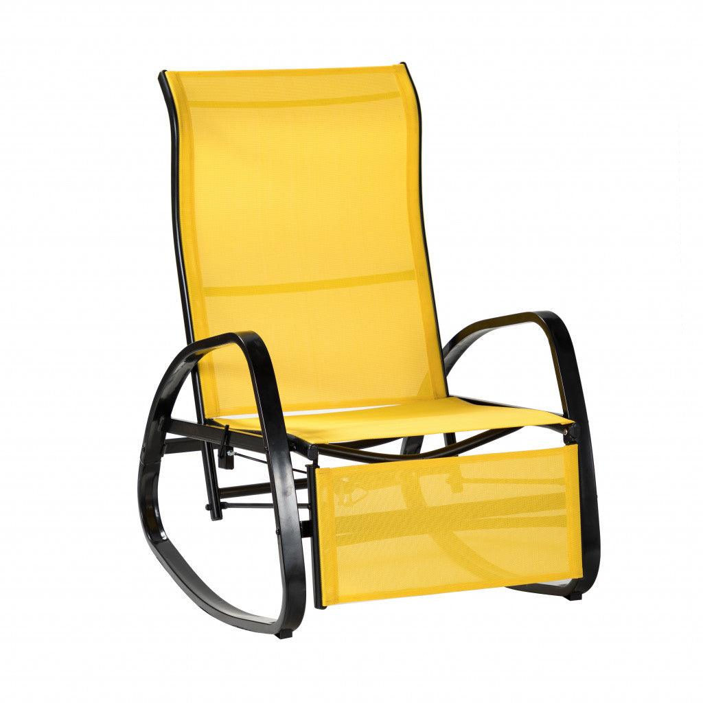 Yellow Outdoor Adjustable Rocking Recliner Chair - AFS