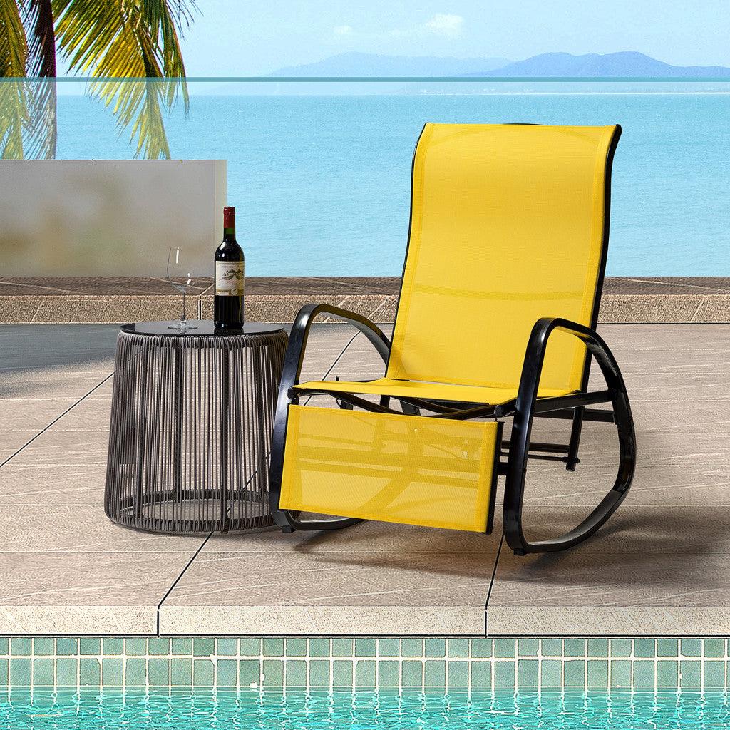 Yellow Outdoor Adjustable Rocking Recliner Chair - AFS