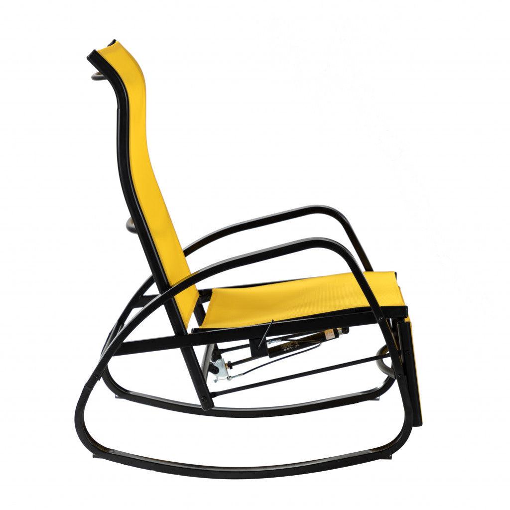 Yellow Outdoor Adjustable Rocking Recliner Chair - AFS