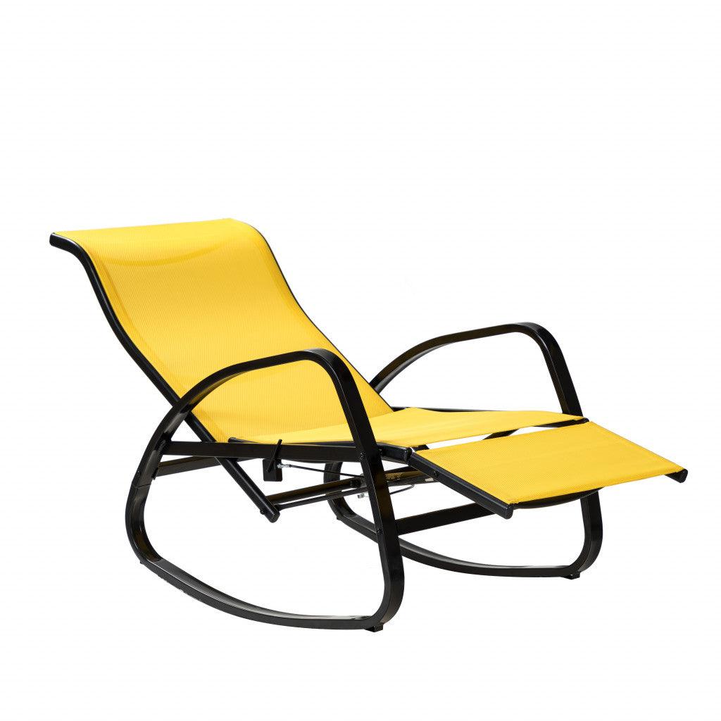 Yellow Outdoor Adjustable Rocking Recliner Chair - AFS