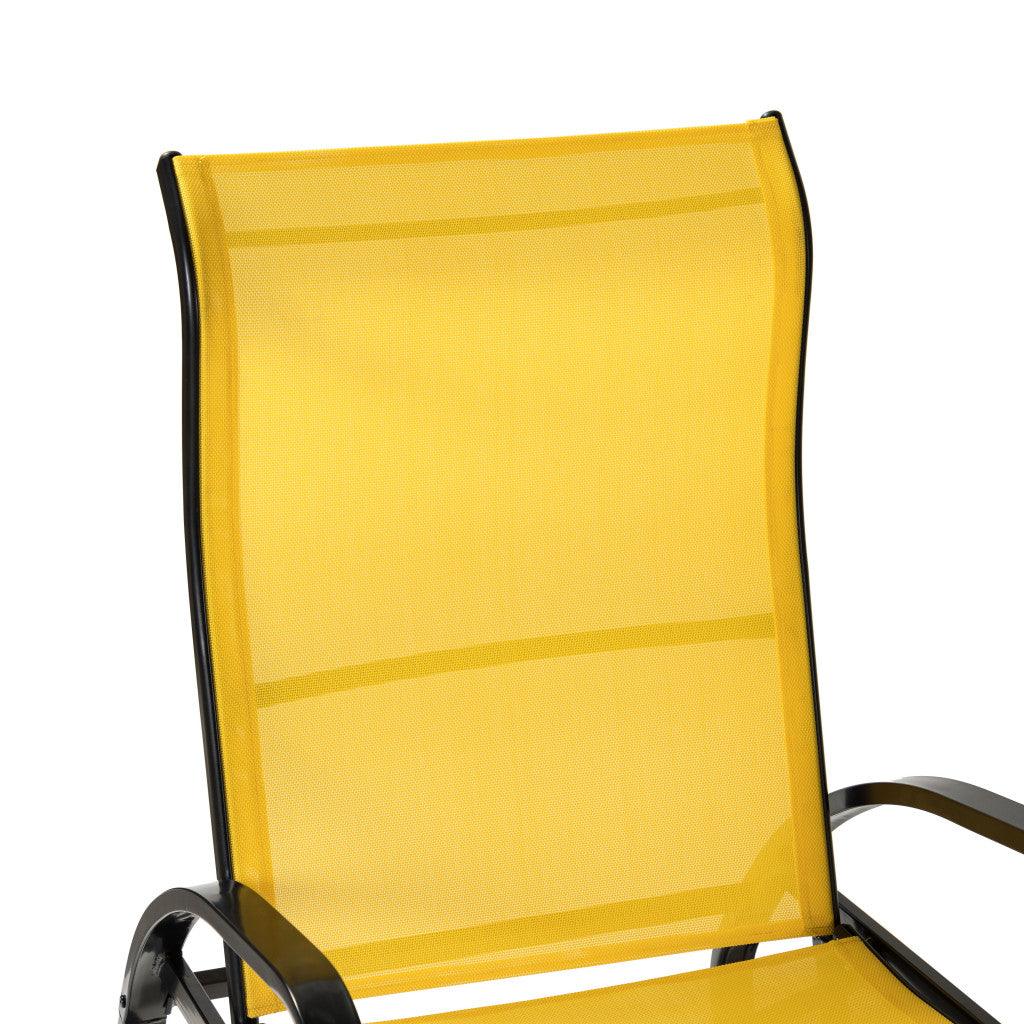 Yellow Outdoor Adjustable Rocking Recliner Chair - AFS