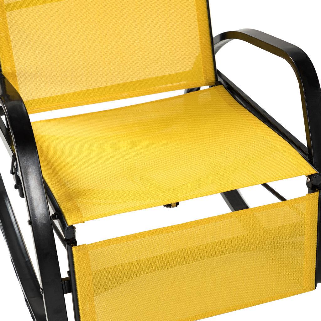 Yellow Outdoor Adjustable Rocking Recliner Chair - AFS