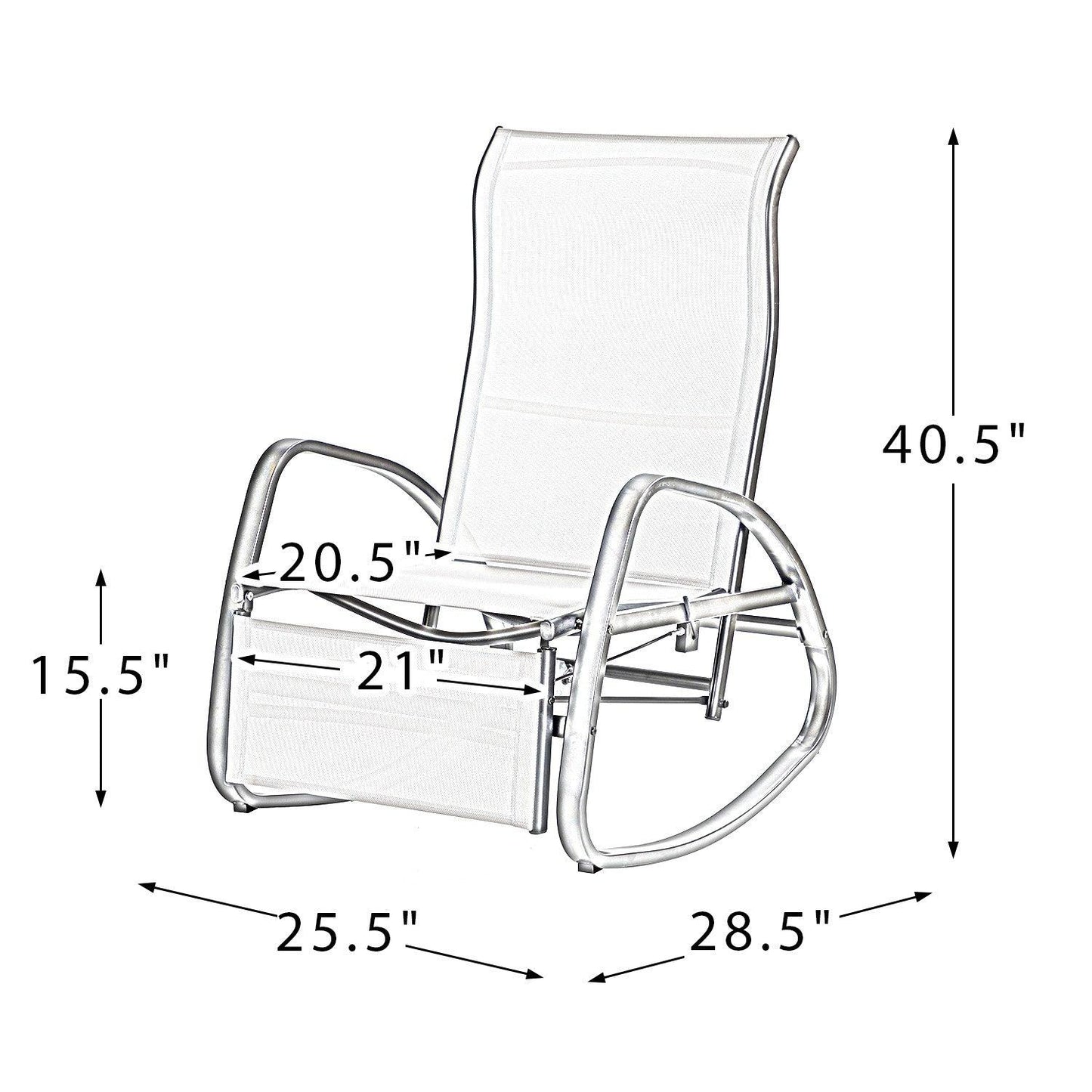 Yellow Outdoor Adjustable Rocking Recliner Chair - AFS