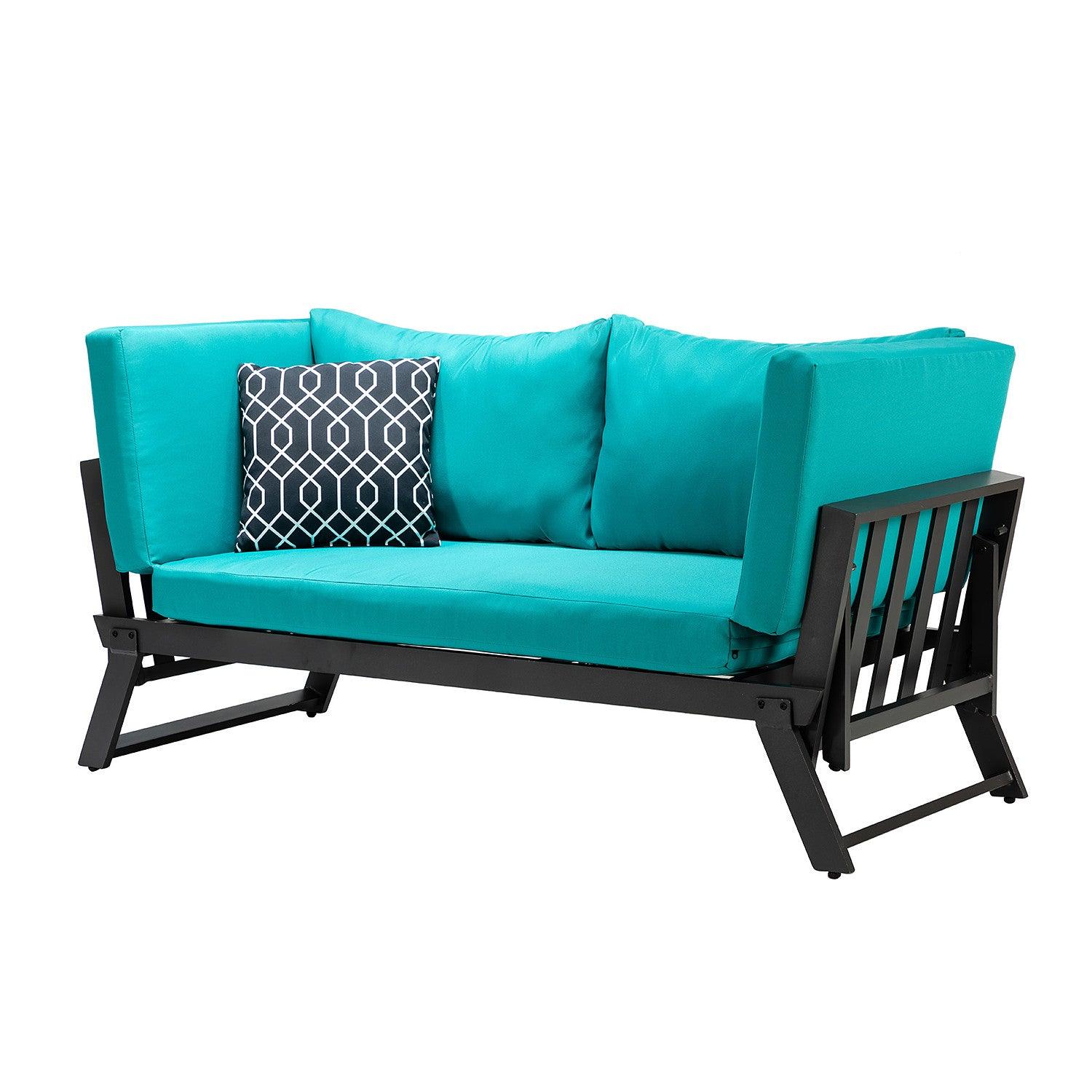 Teal Outdoor Patio Convertible Modern Daybed - AFS